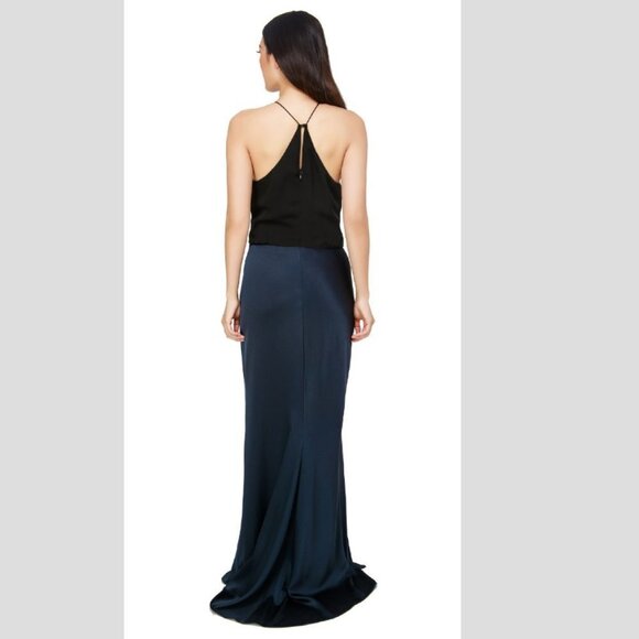 HALSTON HERITAGE
Sleeveless High-Neck Mixed-Media Twist-Drape Evening Gown - Picture 4 of 15